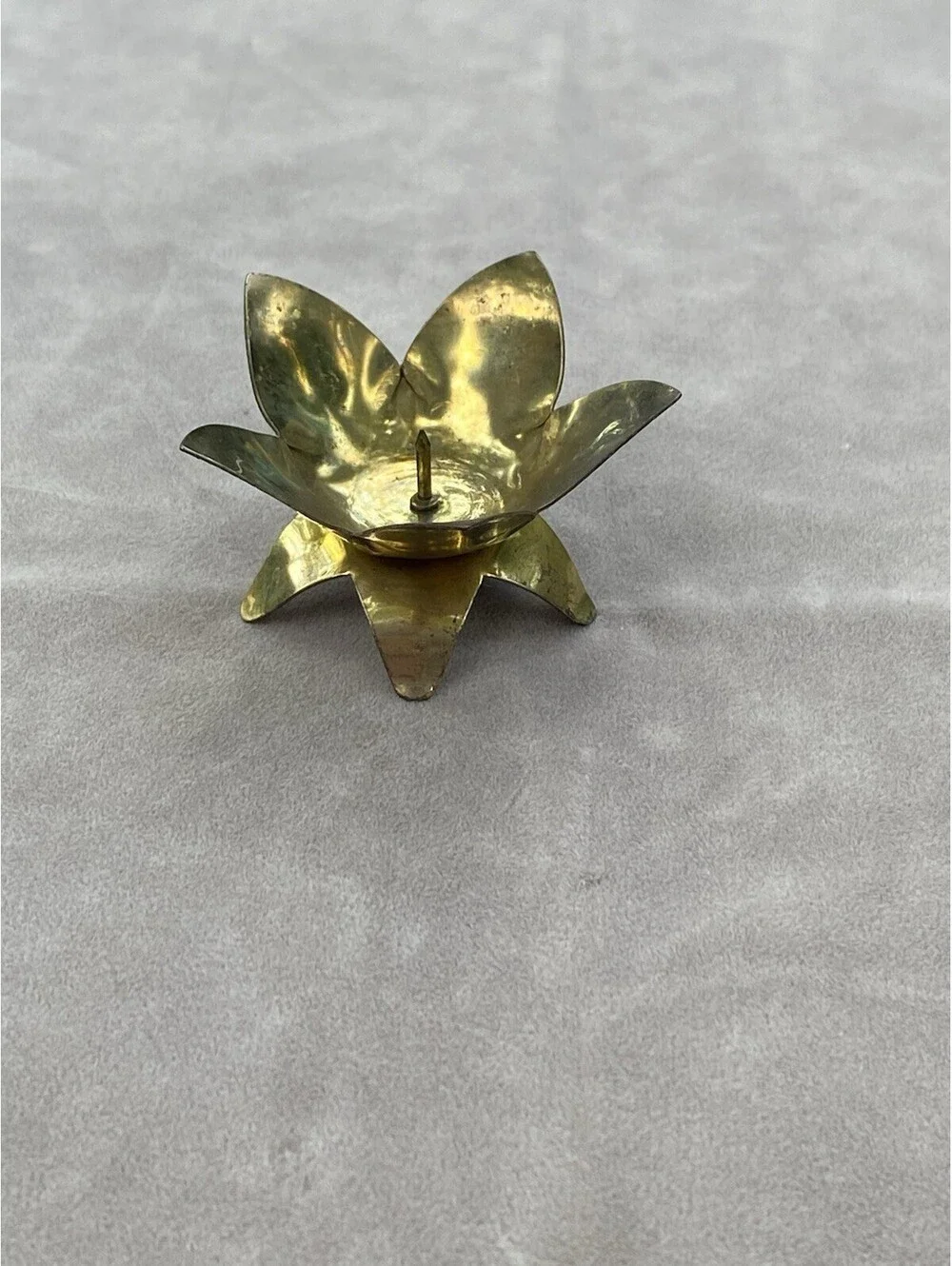 Vintage Solid Brass Flower Tea Light Candle Holder Votive 2